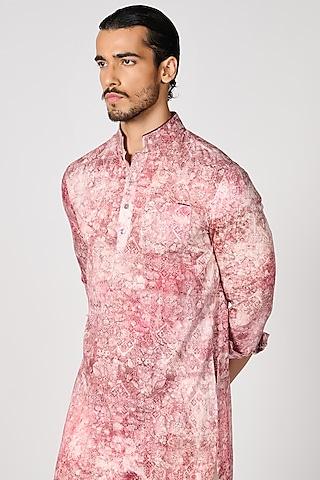 pink giza cotton printed kurta