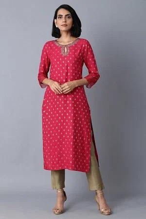 pink glitter printed kurta