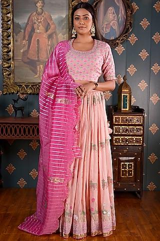 pink gota embroidered lehenga set