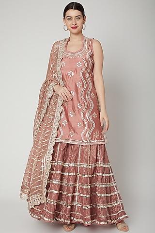 pink gota embroidered sharara set