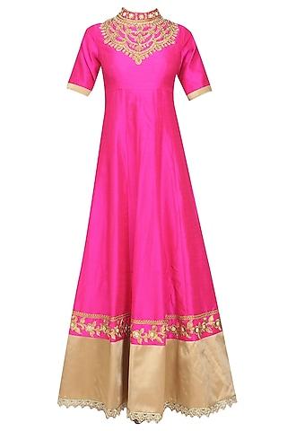 pink gota patti embroidered anarkali set