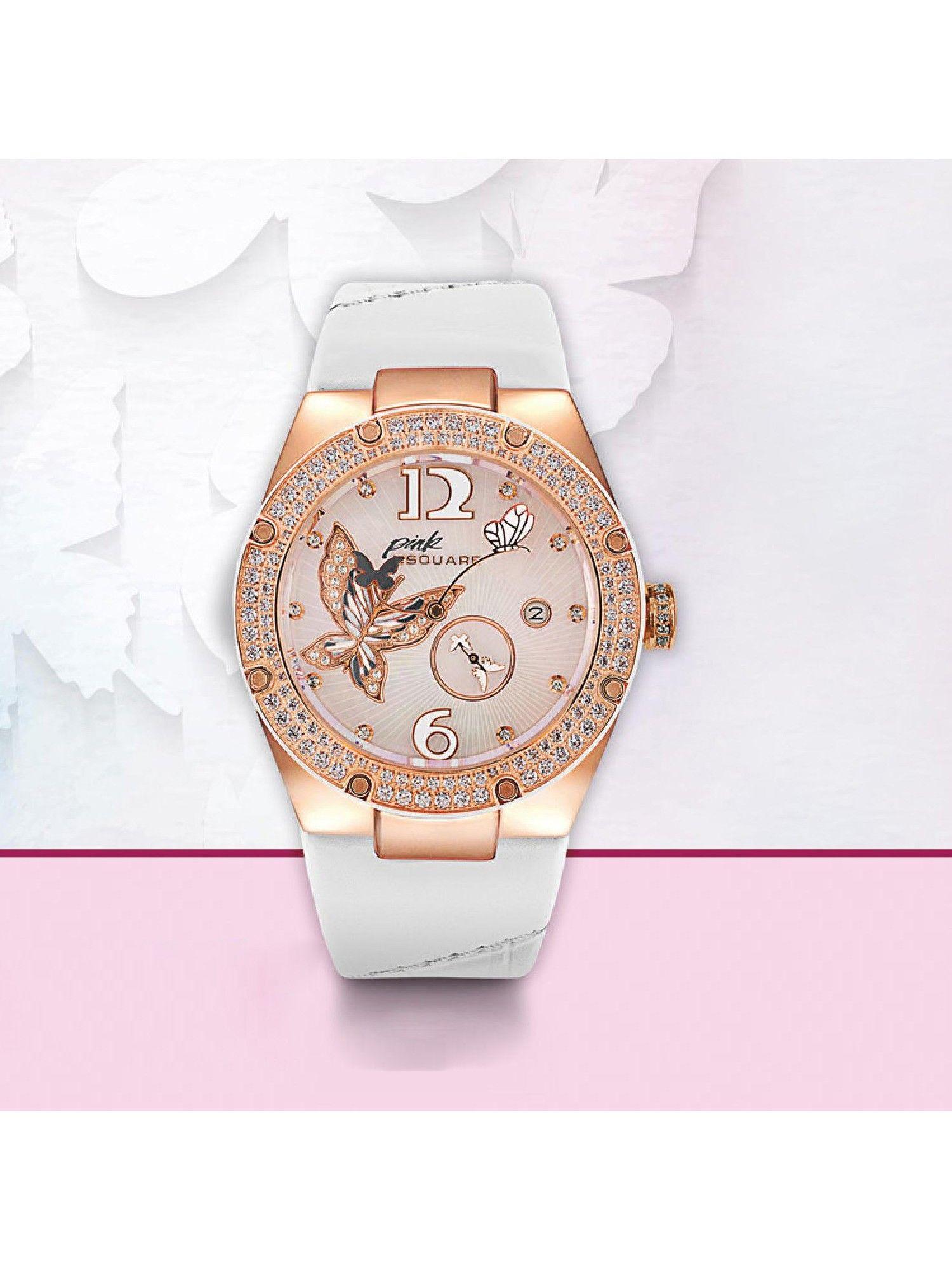 pink gracefully swarovski crystal dial womens watch l0519-np01.2 (m)