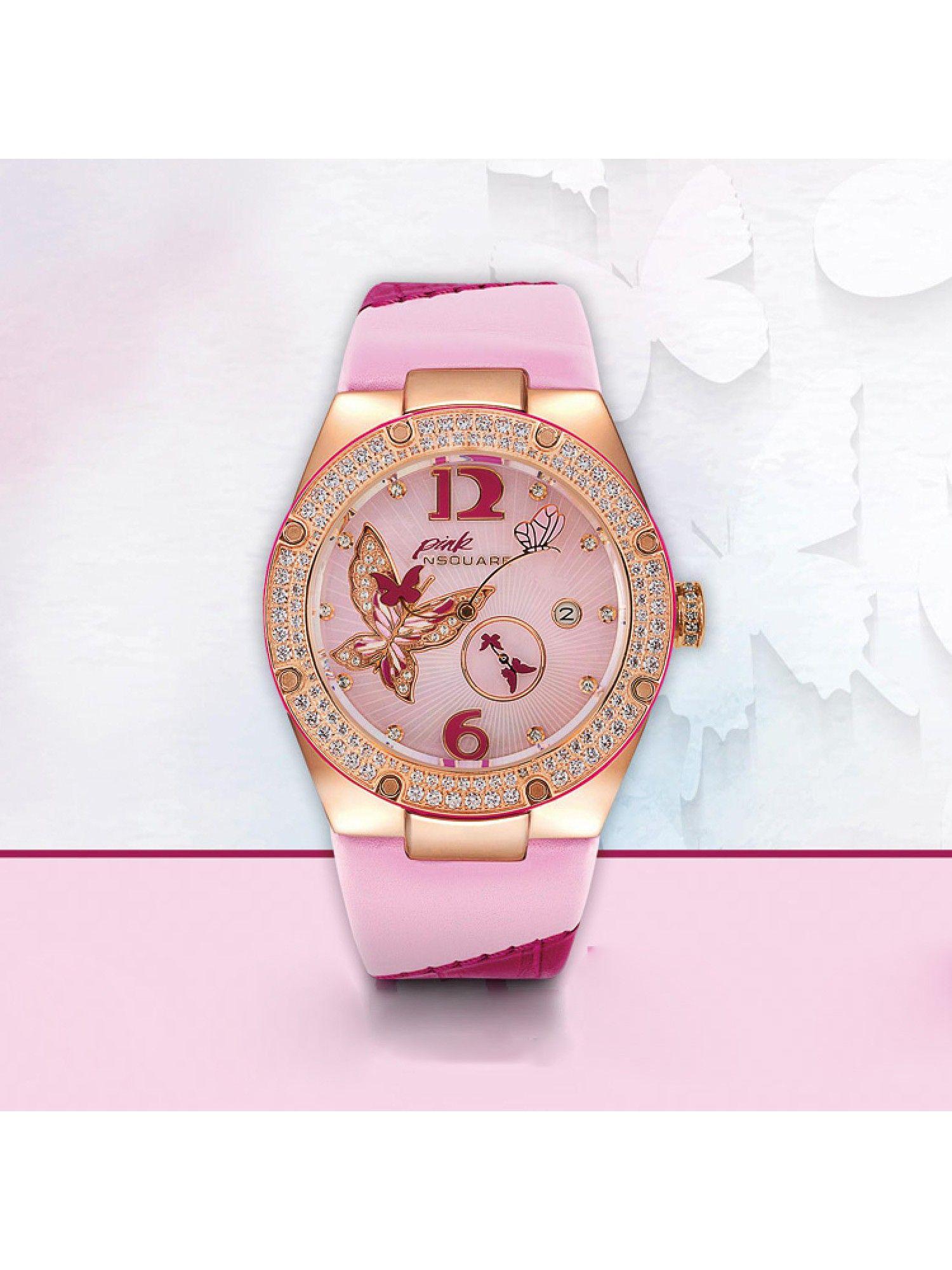 pink gracefully swarovski crystal dial womens watch l0519-np01.3 (m)