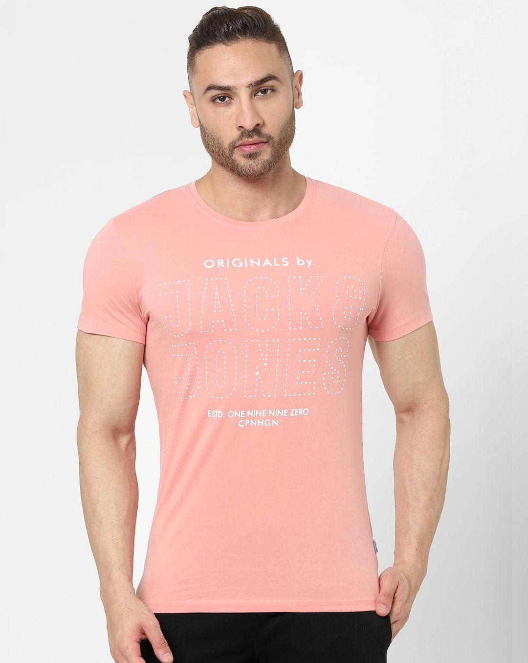 pink graphic crew neck t-shirt