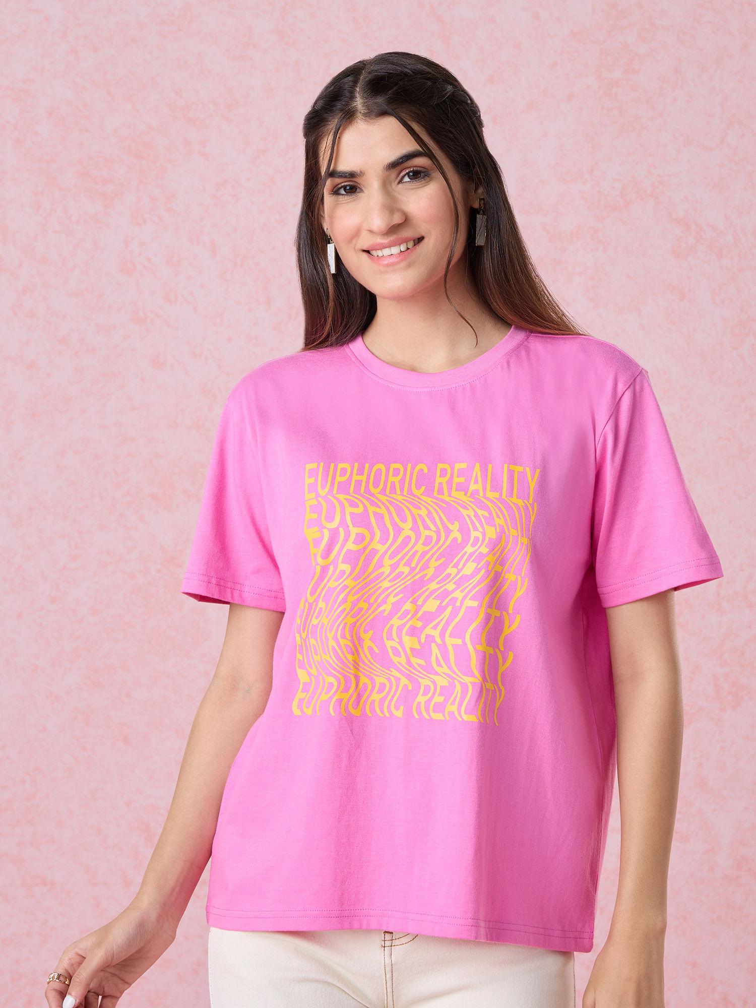 pink graphic print oversized t-shirt