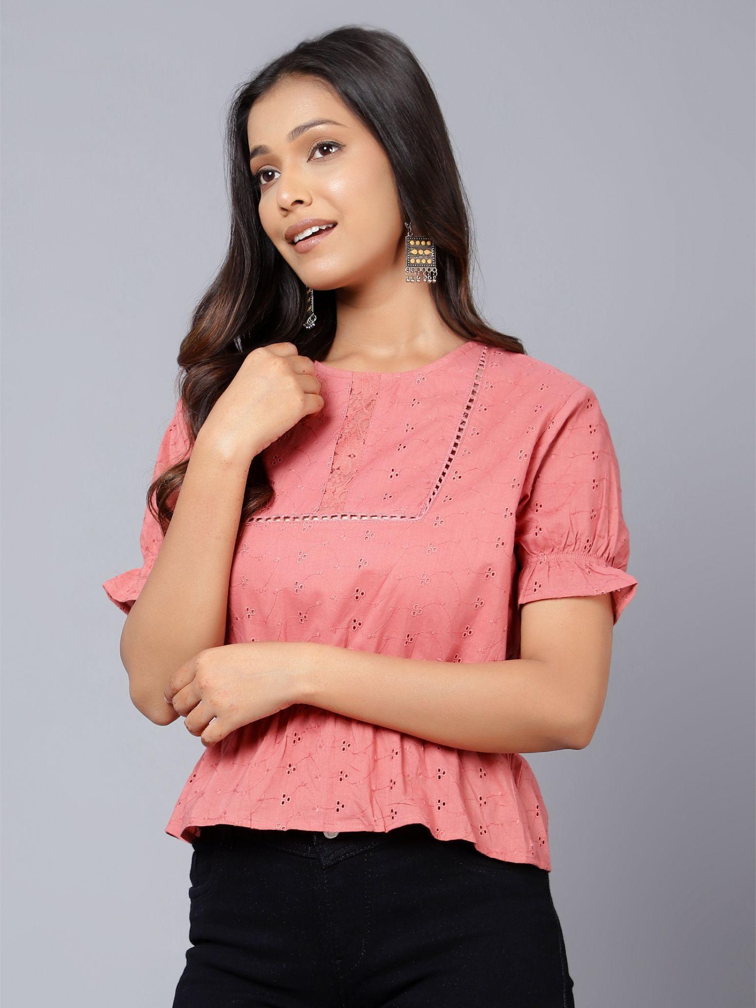 pink half sleeve top