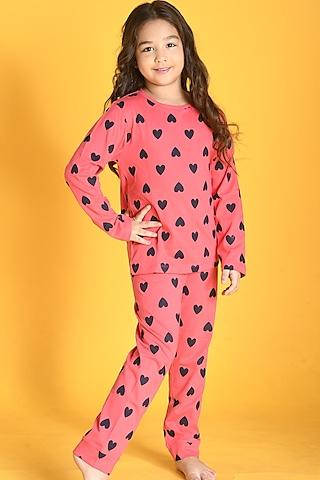 pink heart printed pyjama set