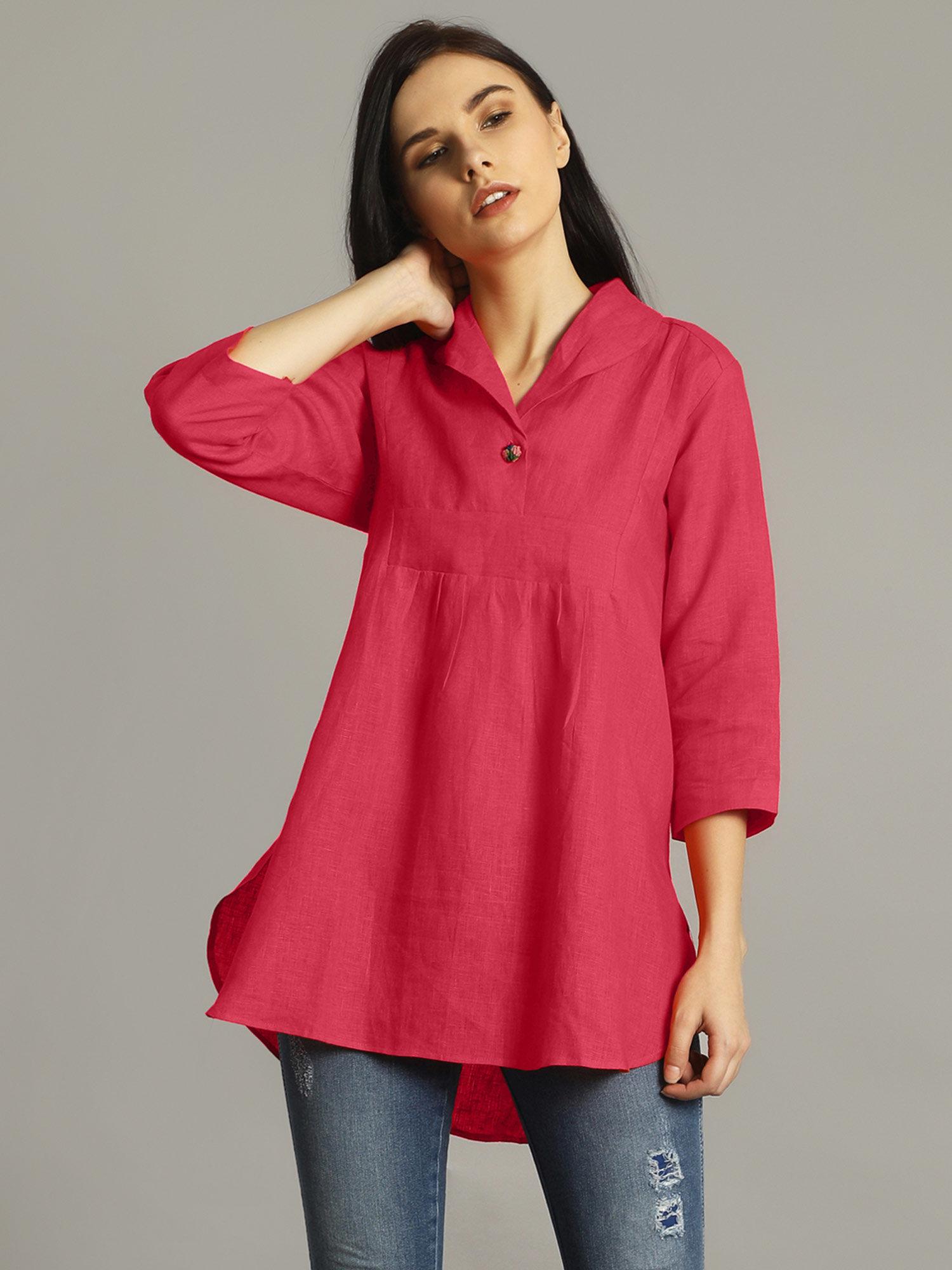 pink high-low tunic