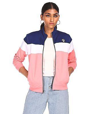 pink high neck colour block sweatshirt