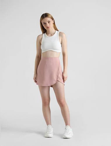 pink high rise asymmetric skorts