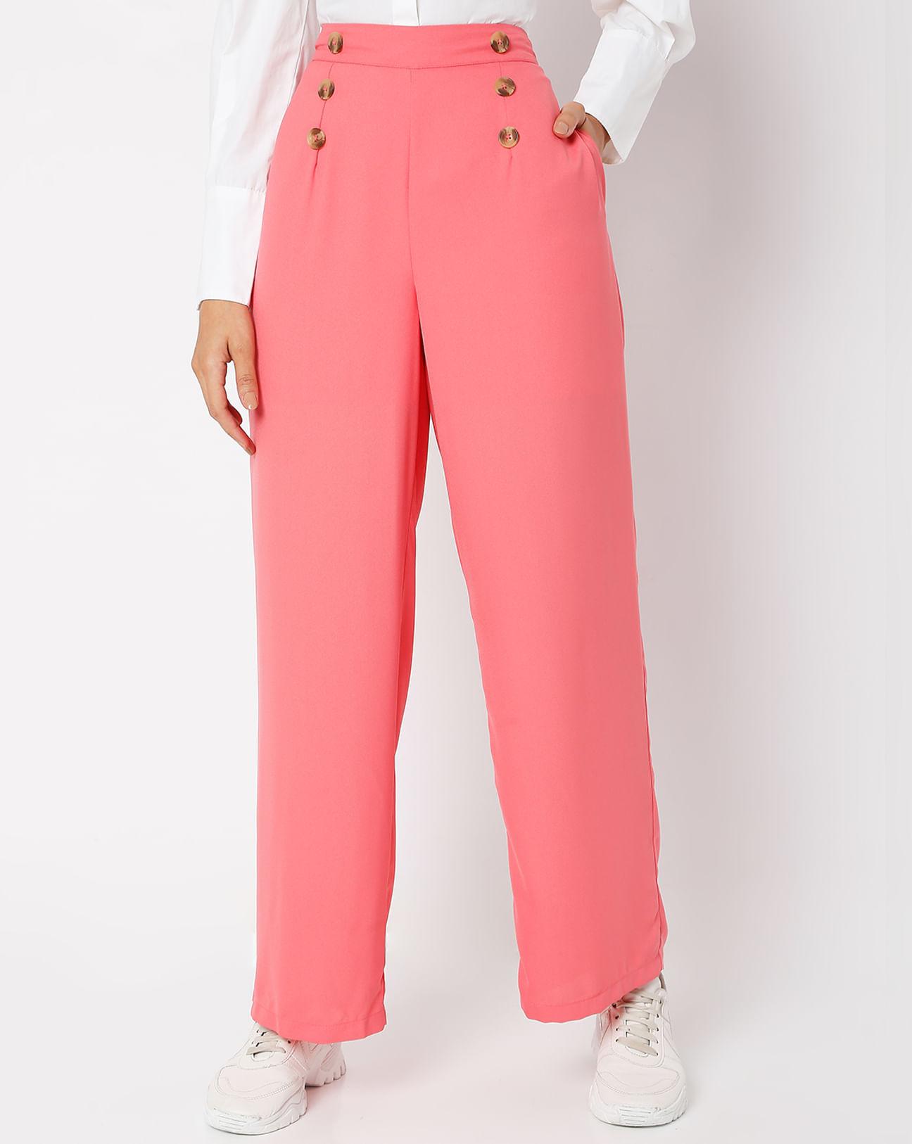 pink high rise flared pants