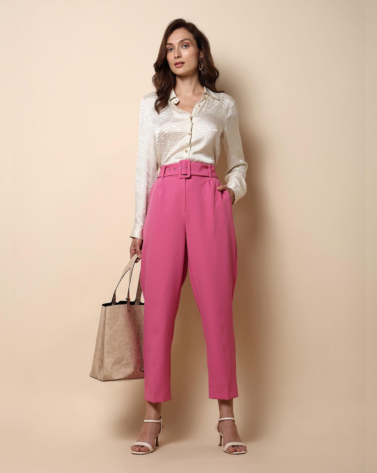 pink high rise tailored co-ord set pants