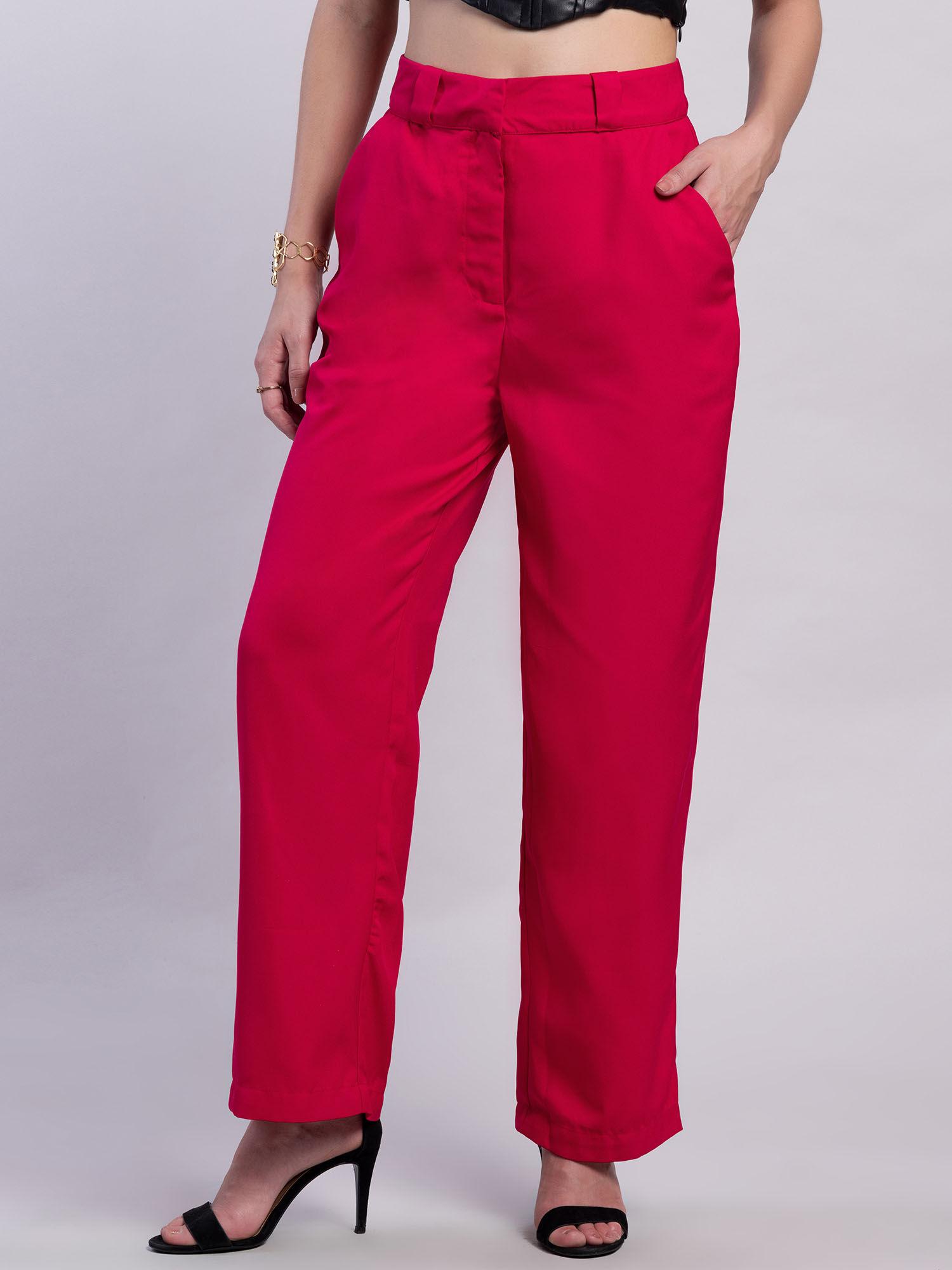 pink high waist narrow fit trousers