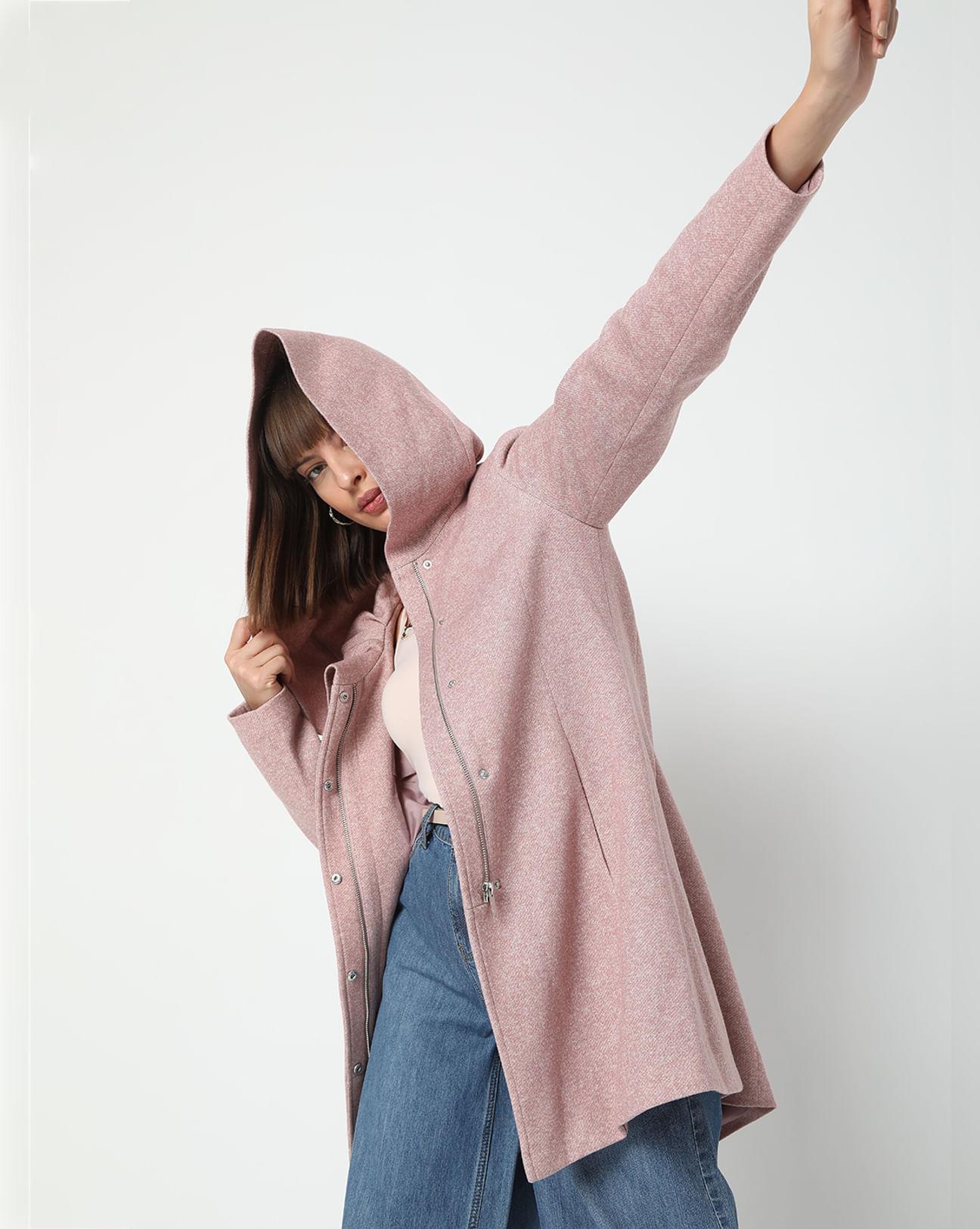 pink hooded coat