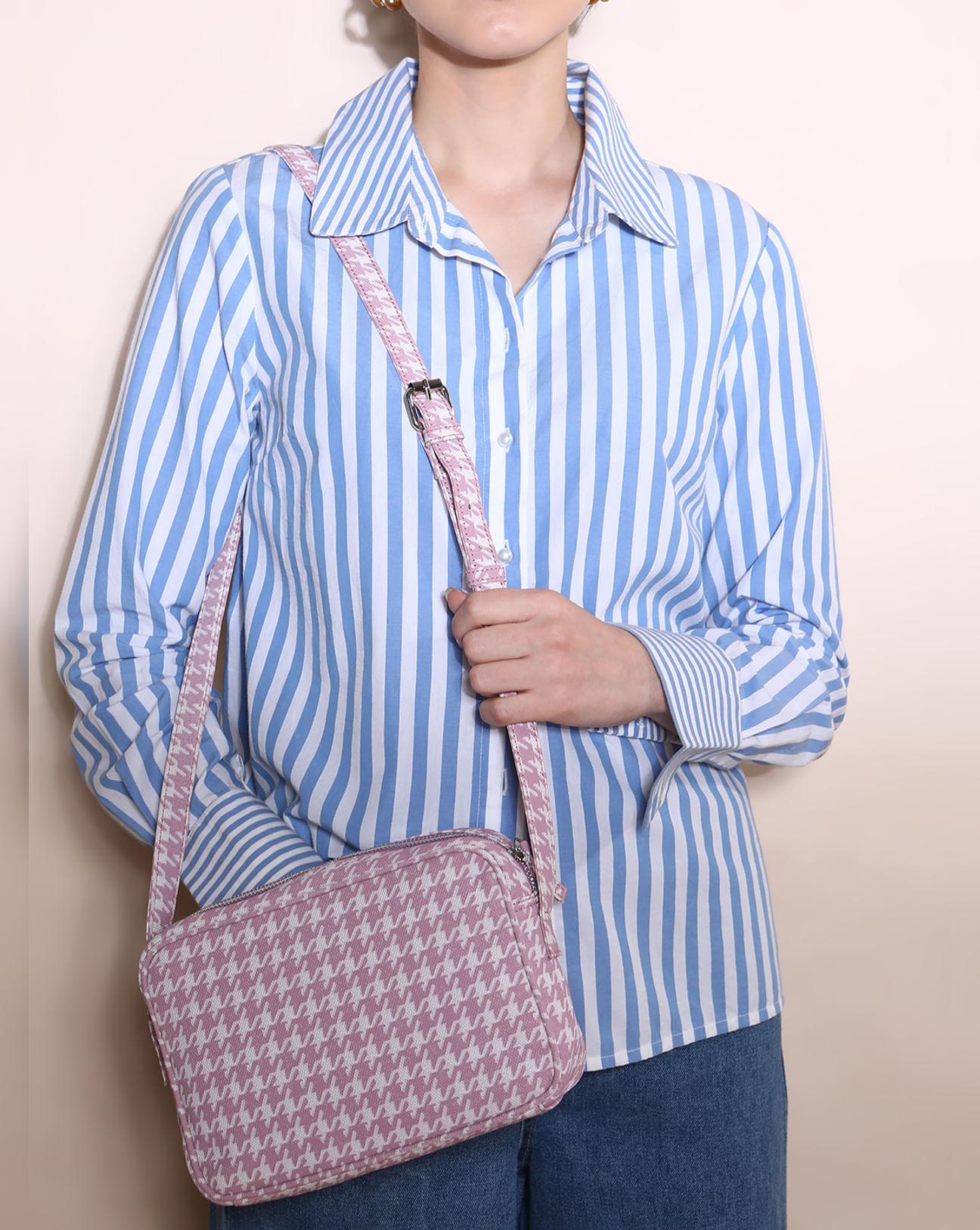 pink houndstooth crossbody bag