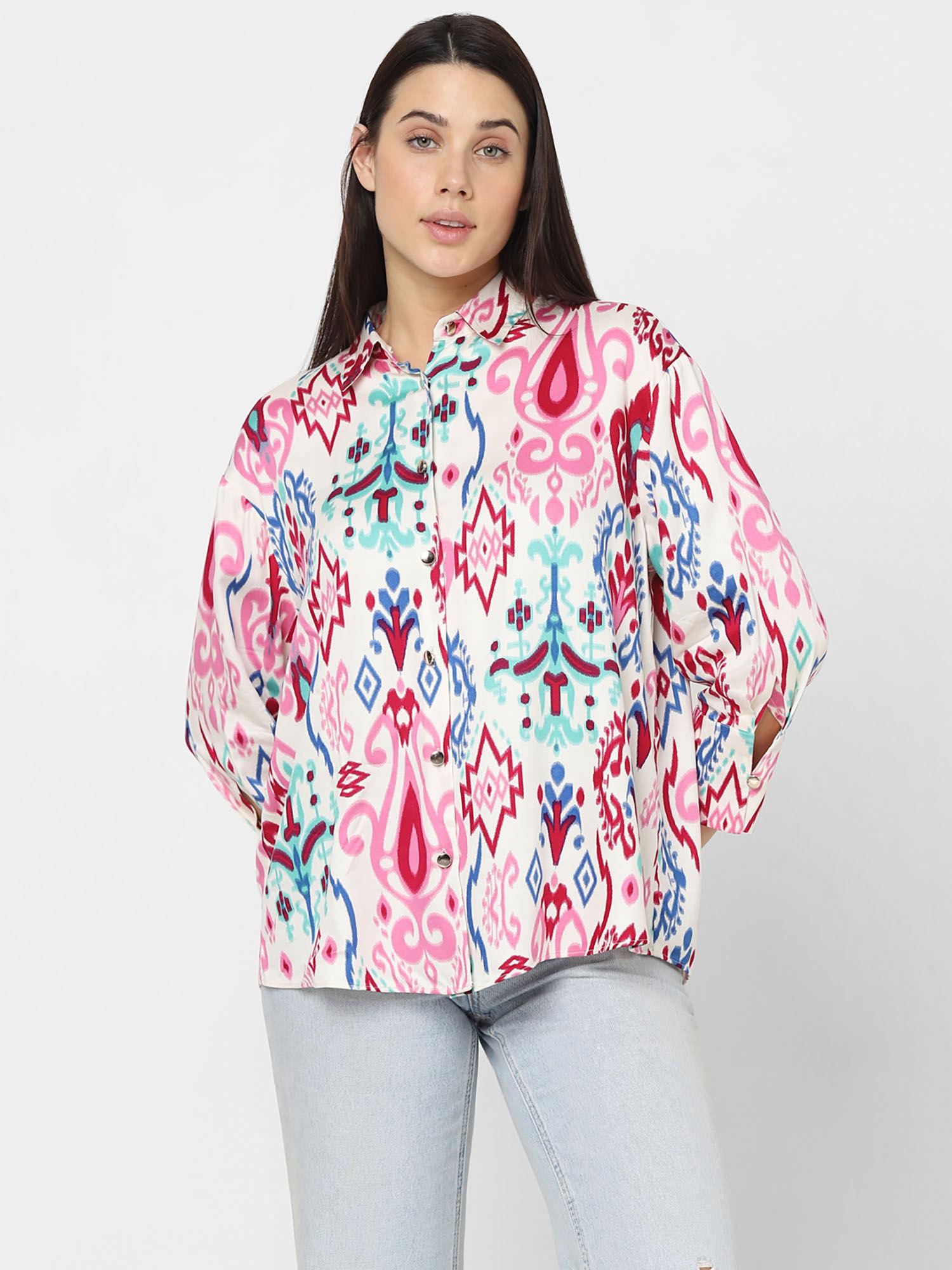 pink ikat print shirt