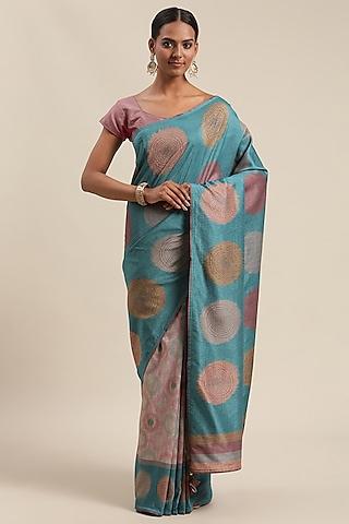 pink ikat printed saree