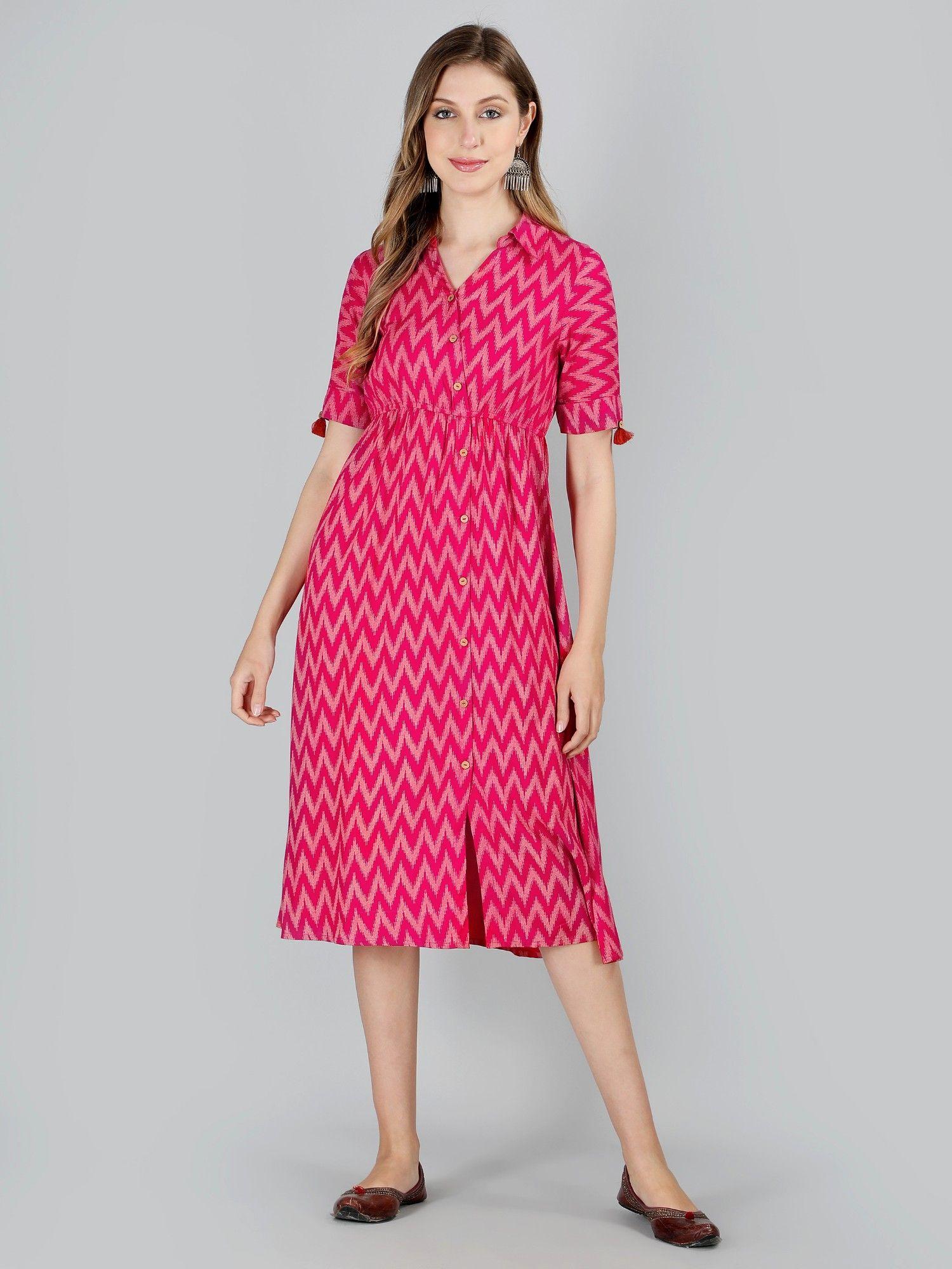 pink ikat shirtdress