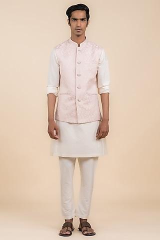 pink jacquard bundi jacket