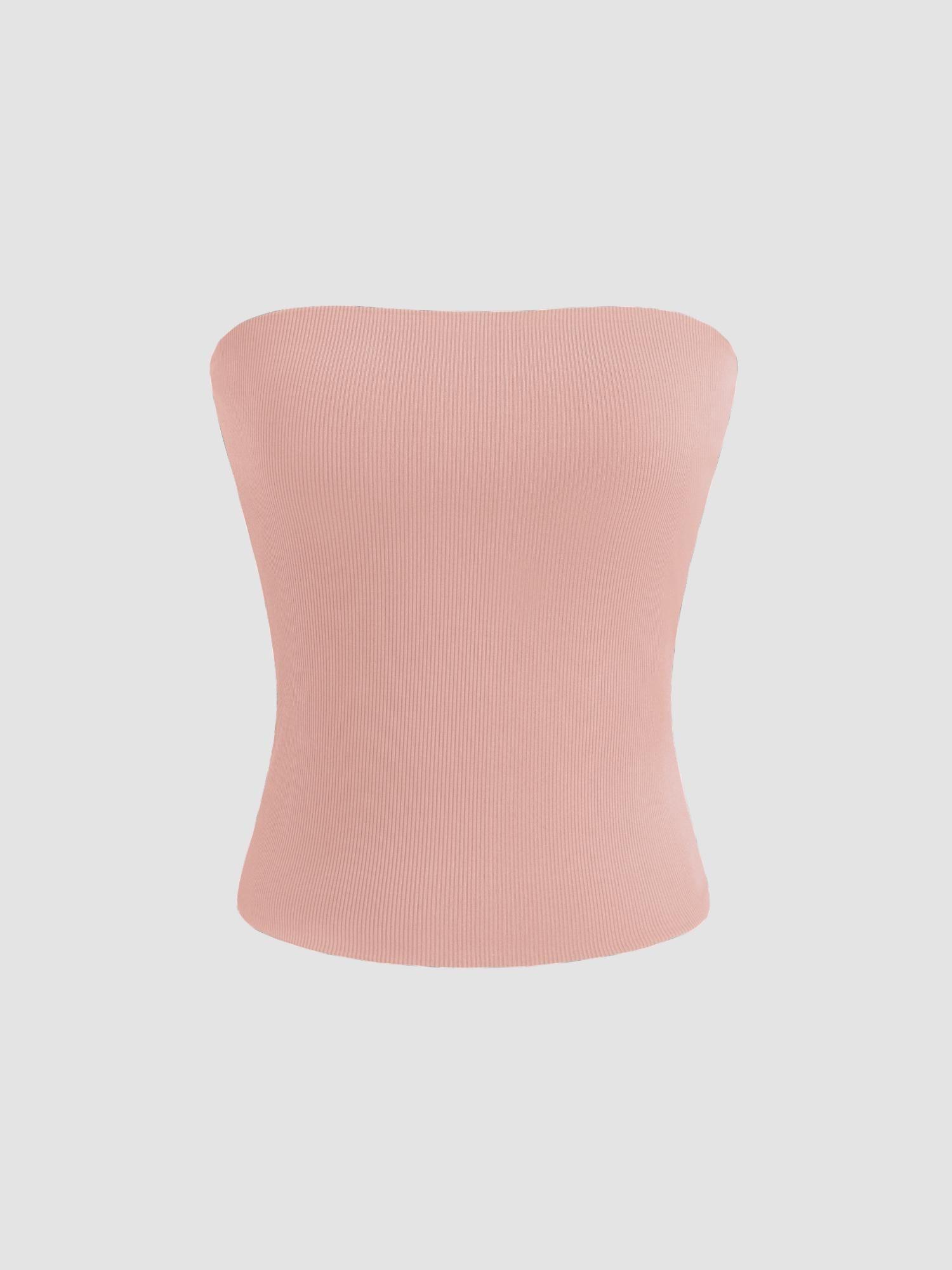 pink jersey solid two way tube crop top