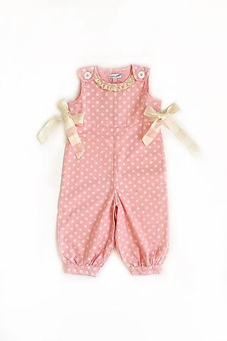 pink jumpsuit with polka dots for girls
