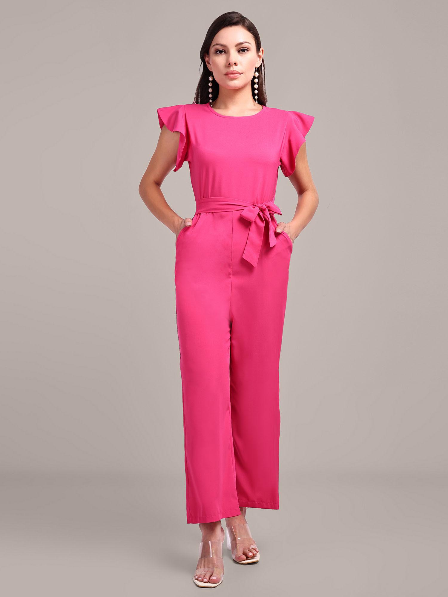 pink jumpsuit with waist belt (set of 2)