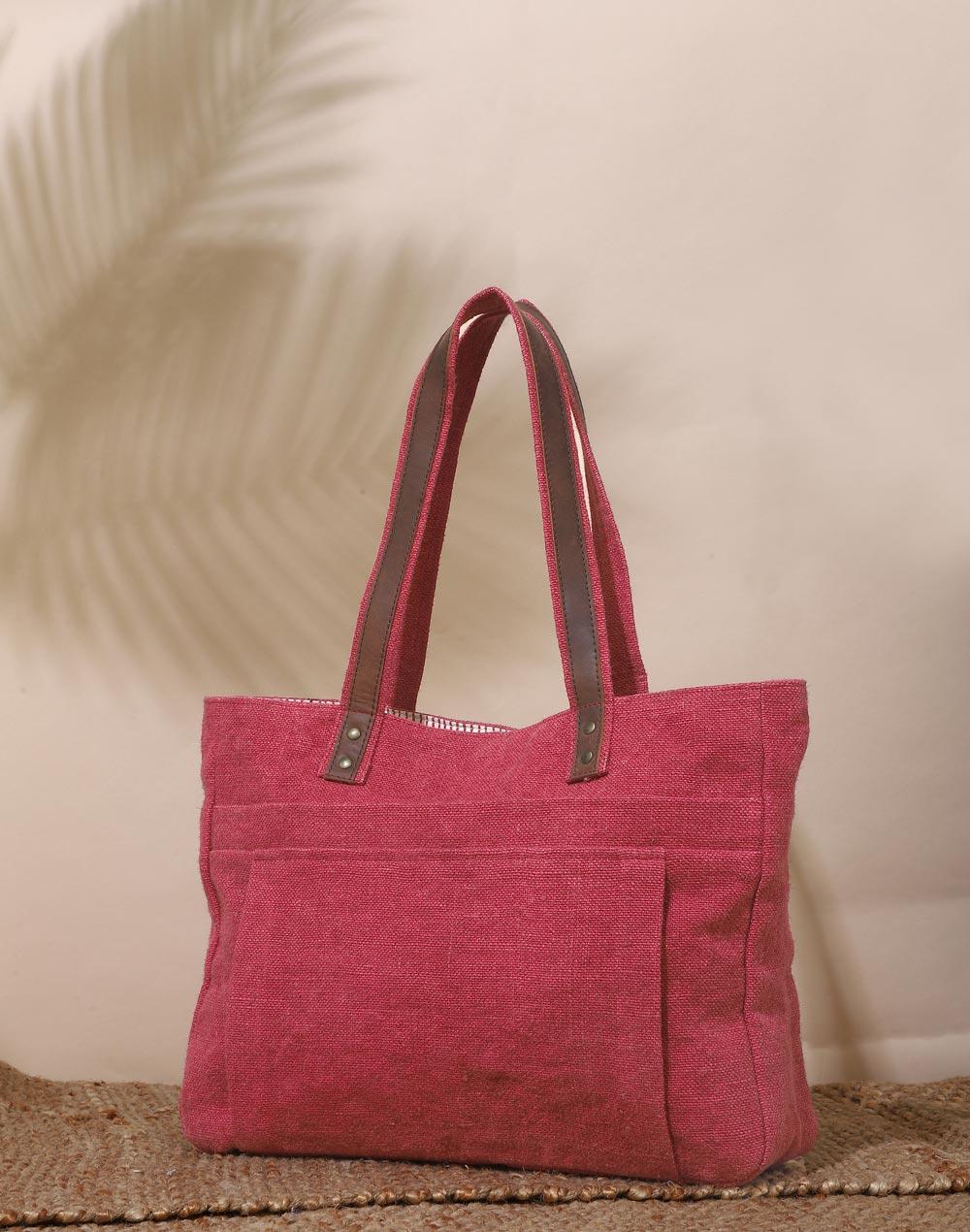 pink jute tote