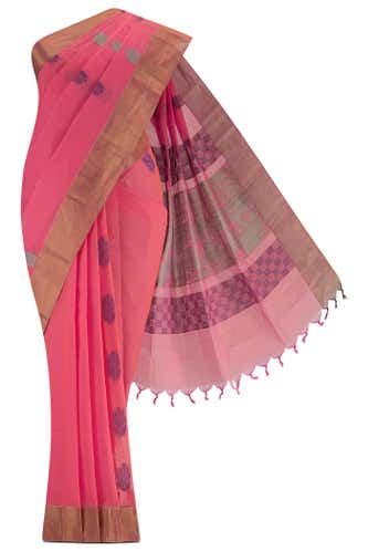 pink kanchi cotton saree