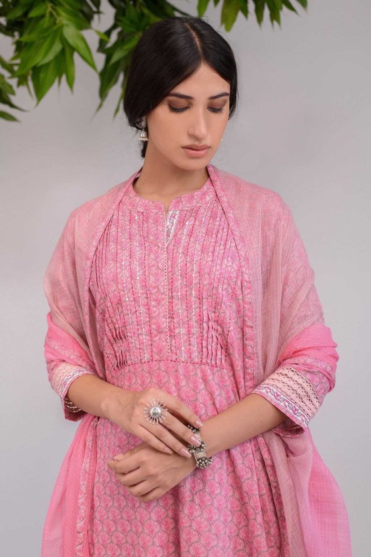 pink katha poppy kurta