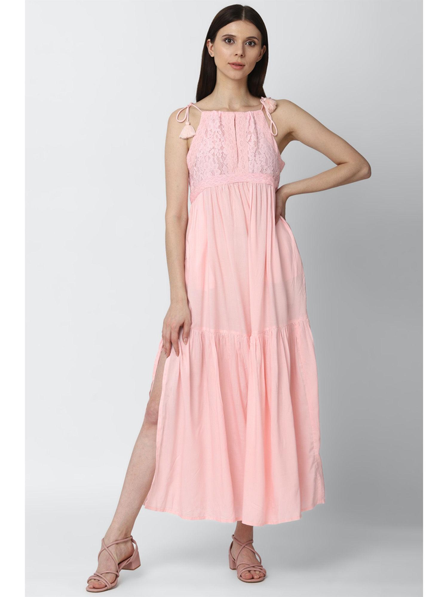 pink laced maxi dress