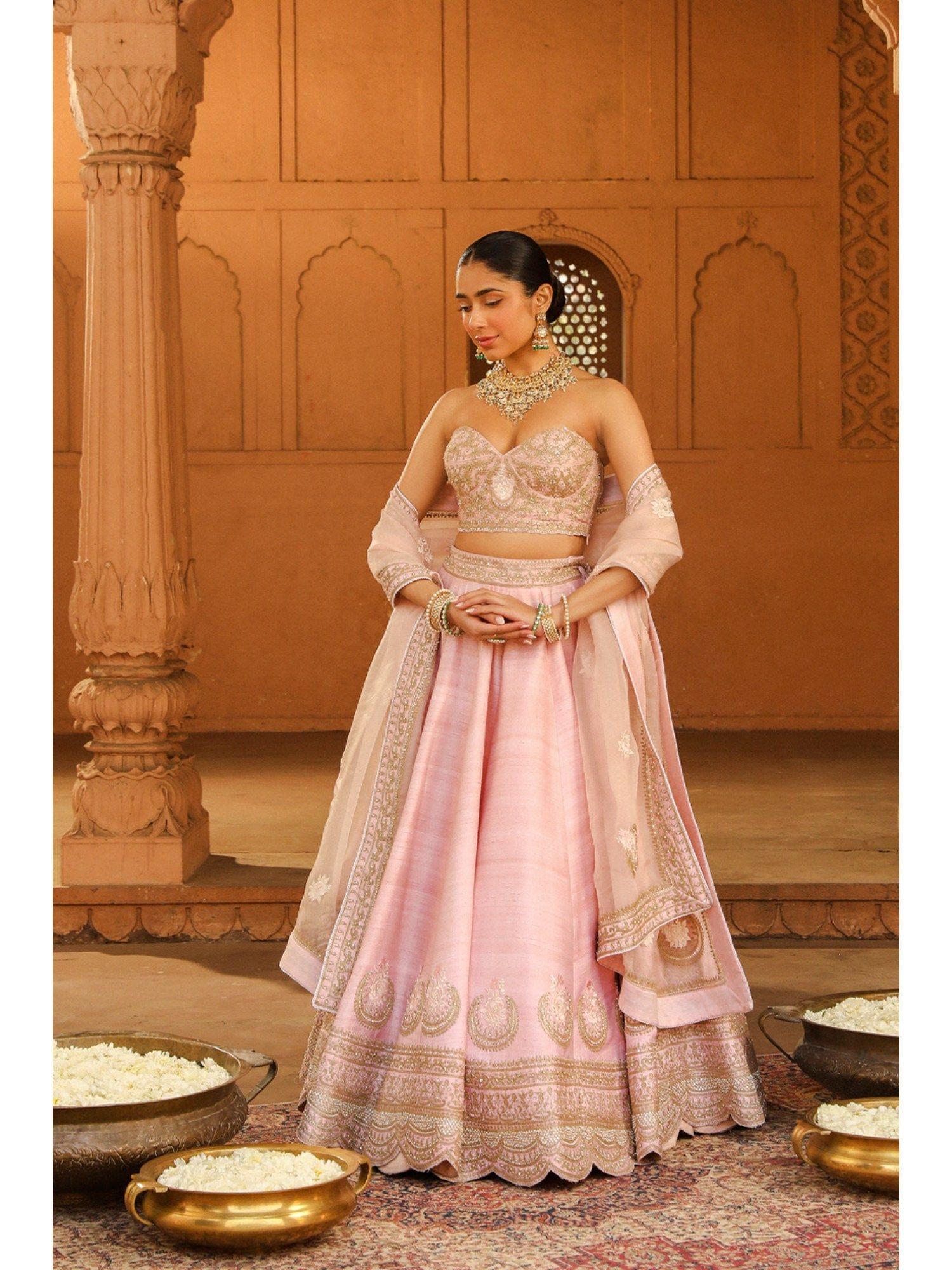 pink lehenga with blouse and dupatta (set of 3)