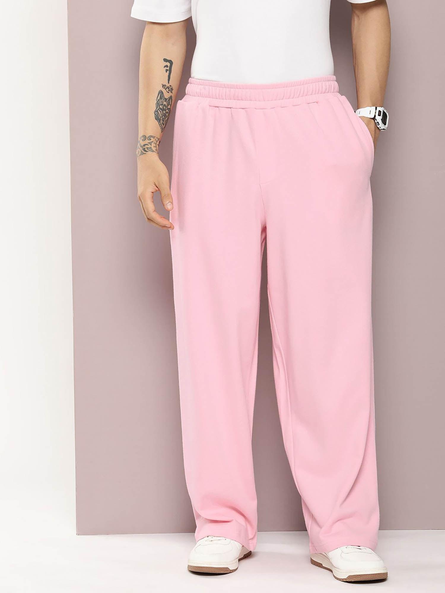 pink light weight baggy knitted korean trackpants