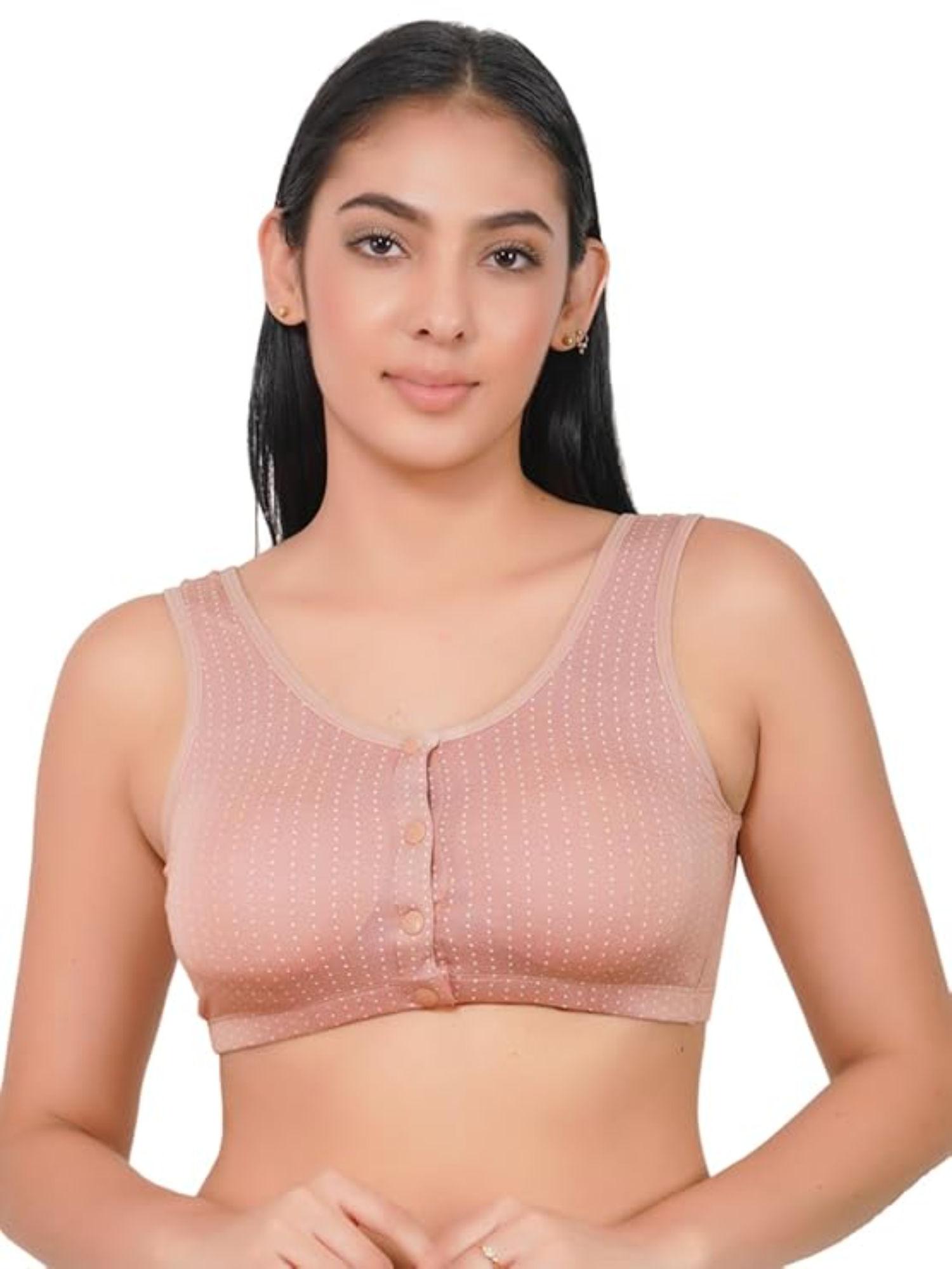 pink lightly padded plus size front open maternity bra