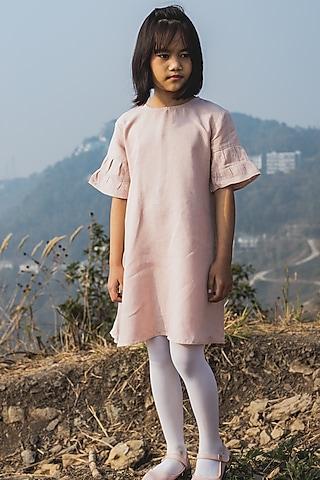 pink linen dress for girls