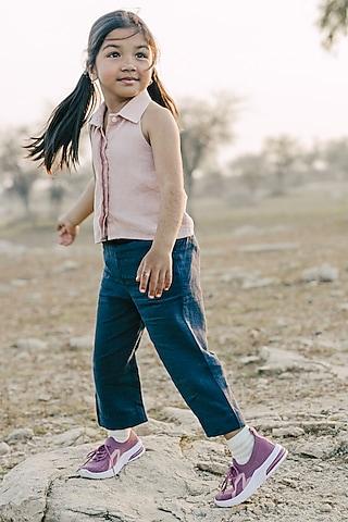 pink linen top for girls