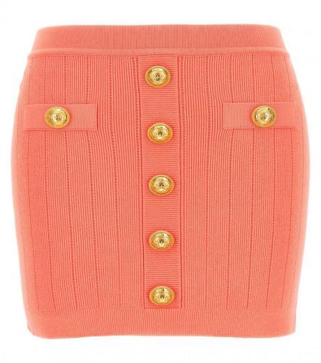 pink logo button knit skirt