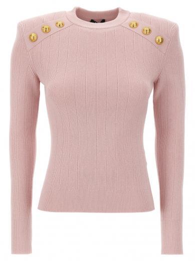 pink logo button sweater