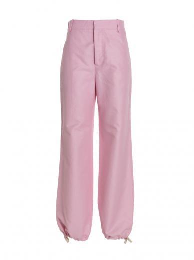 pink logo embroidery pants