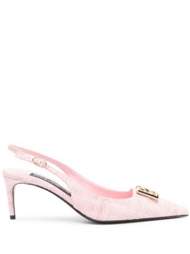 pink logo slingback heels
