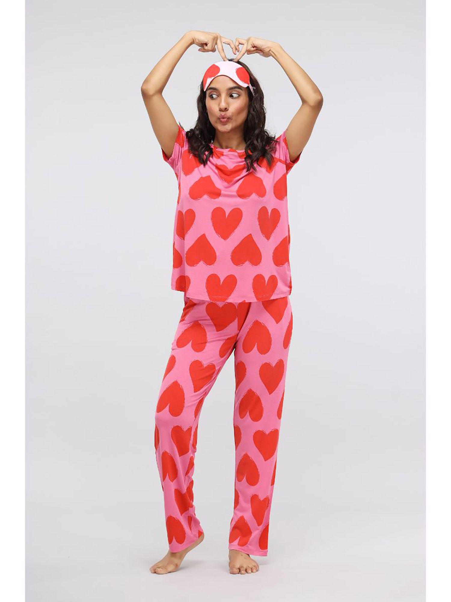 pink love modal pajama (set of 2)