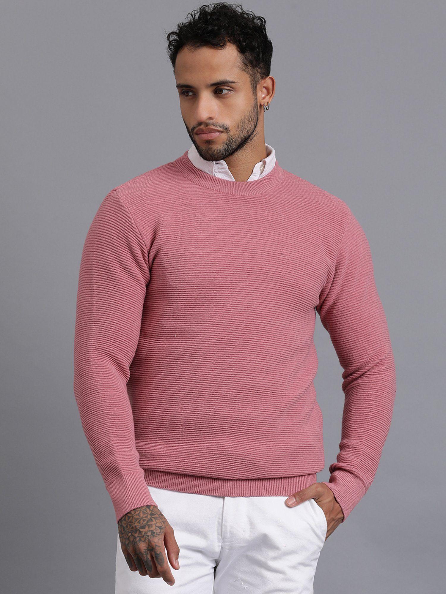 pink luxury lateral designer knitted mens wool pullover sweater