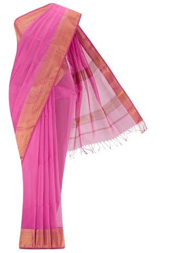 pink maheshwari silk cotton saree