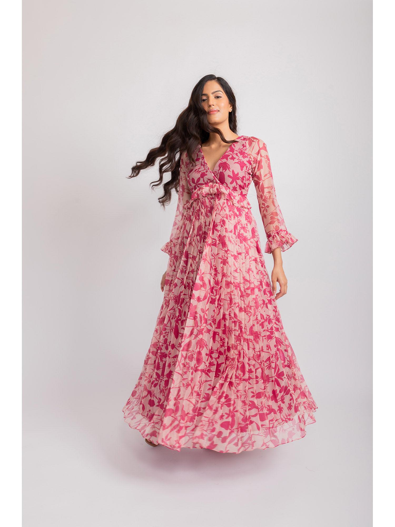 pink michelle floral print maxi dress