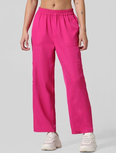 pink mid rise linen co-ord set pants