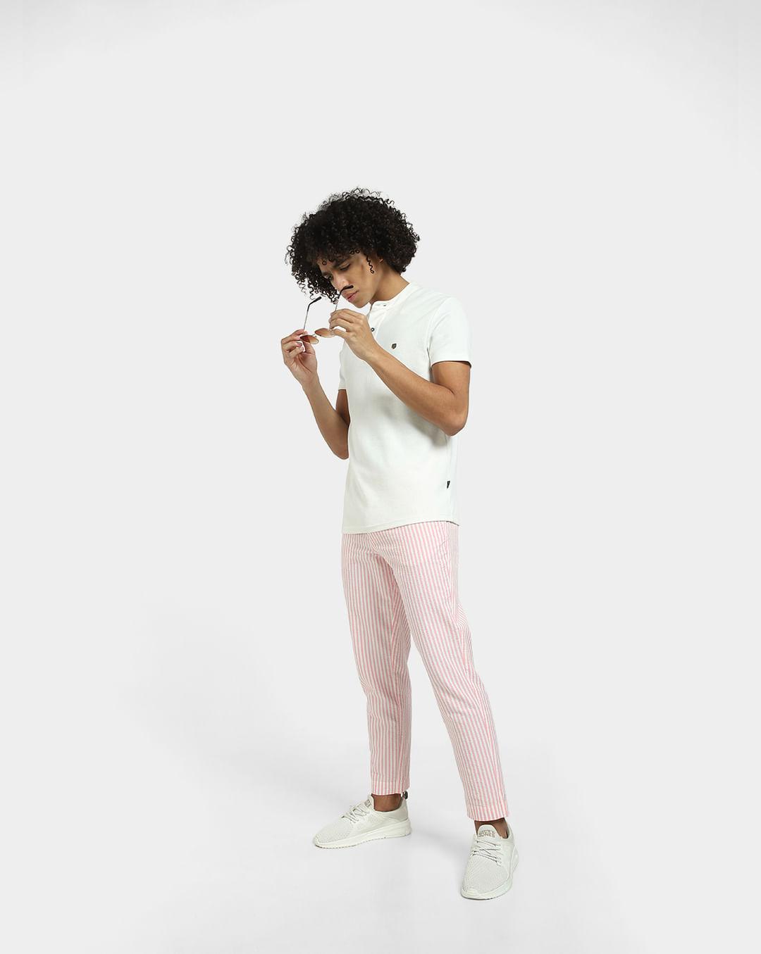 pink mid rise striped pants