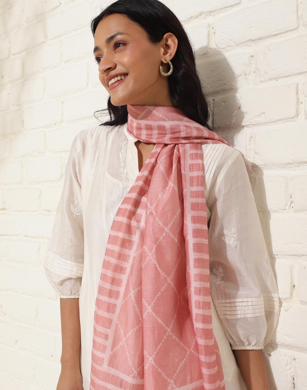 pink modal printed stole