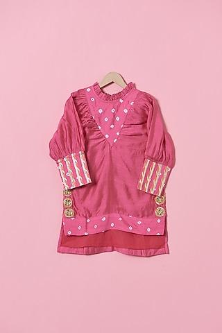 pink modal silk dress for girls