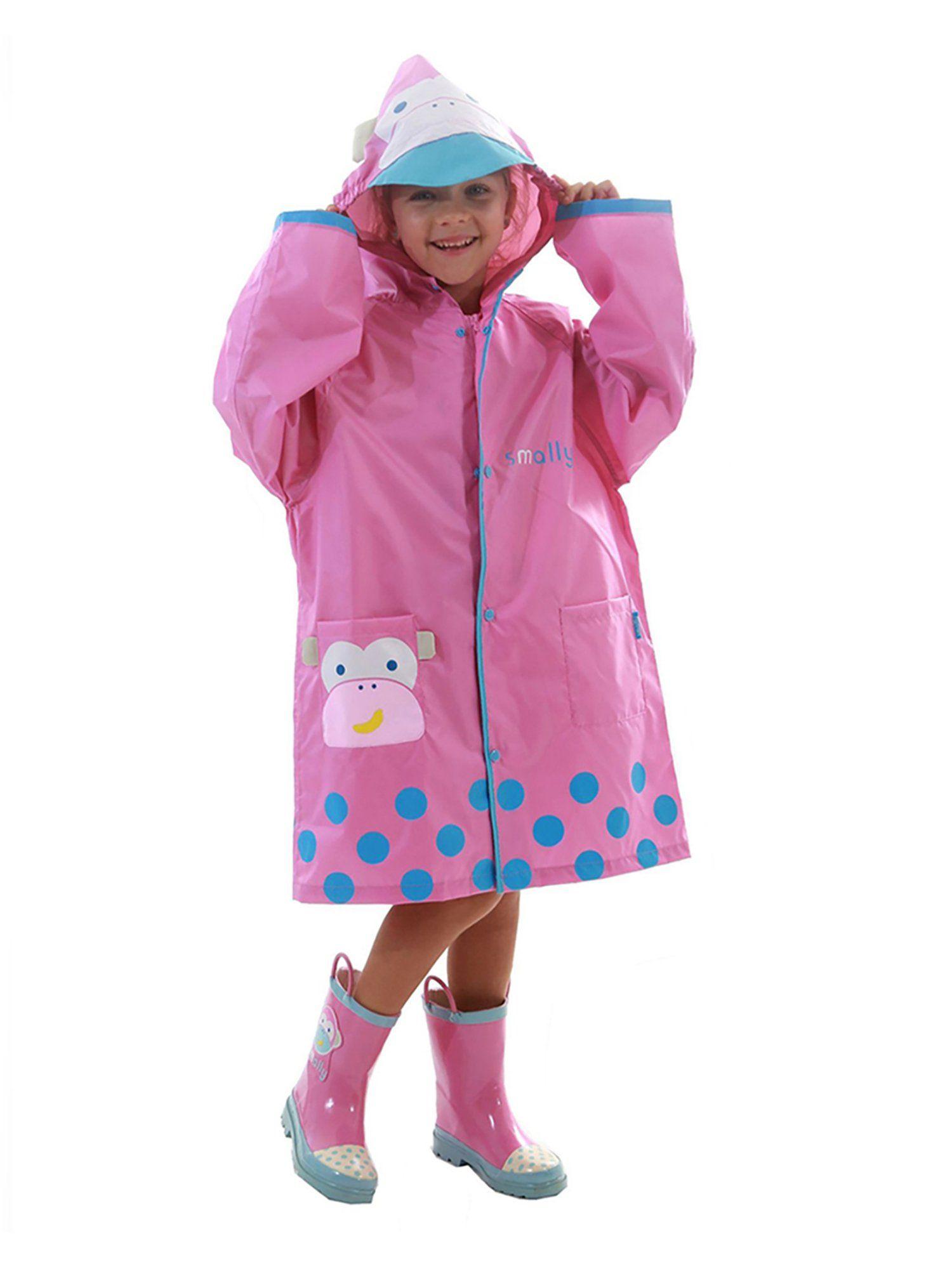 pink monkey knee length raincoat