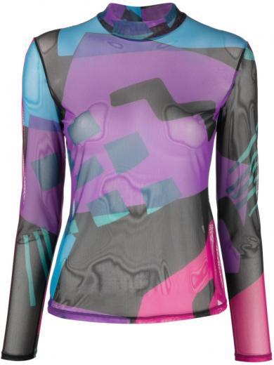 pink multi color abstract printed tutte top