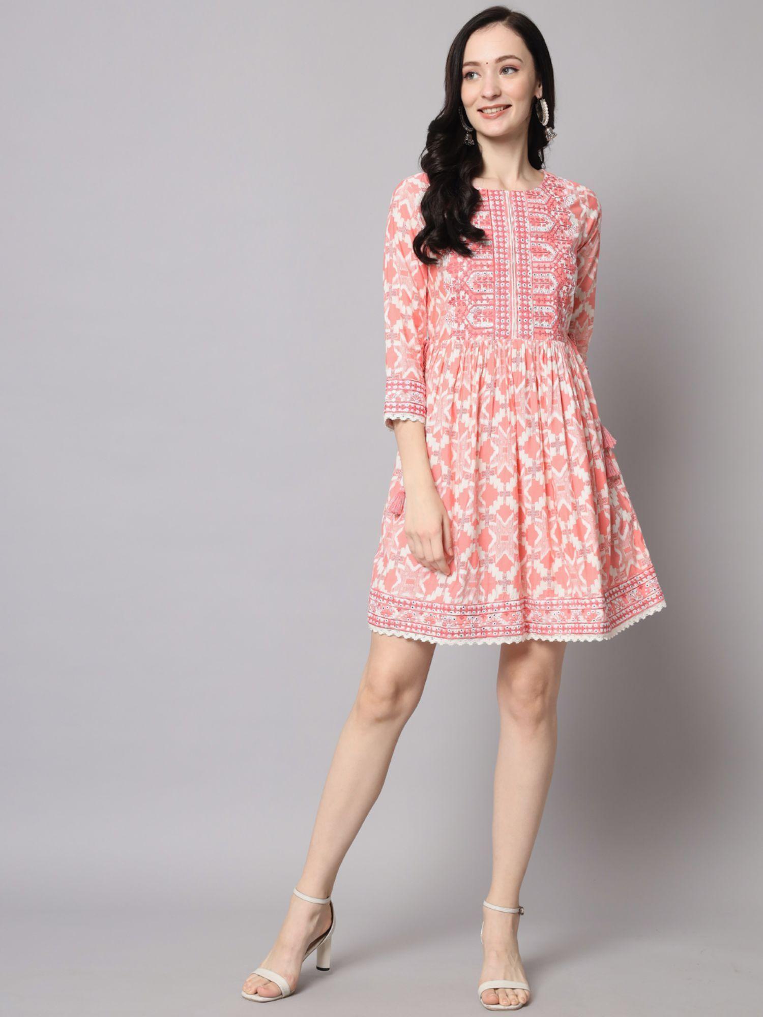 pink muslin mini dress